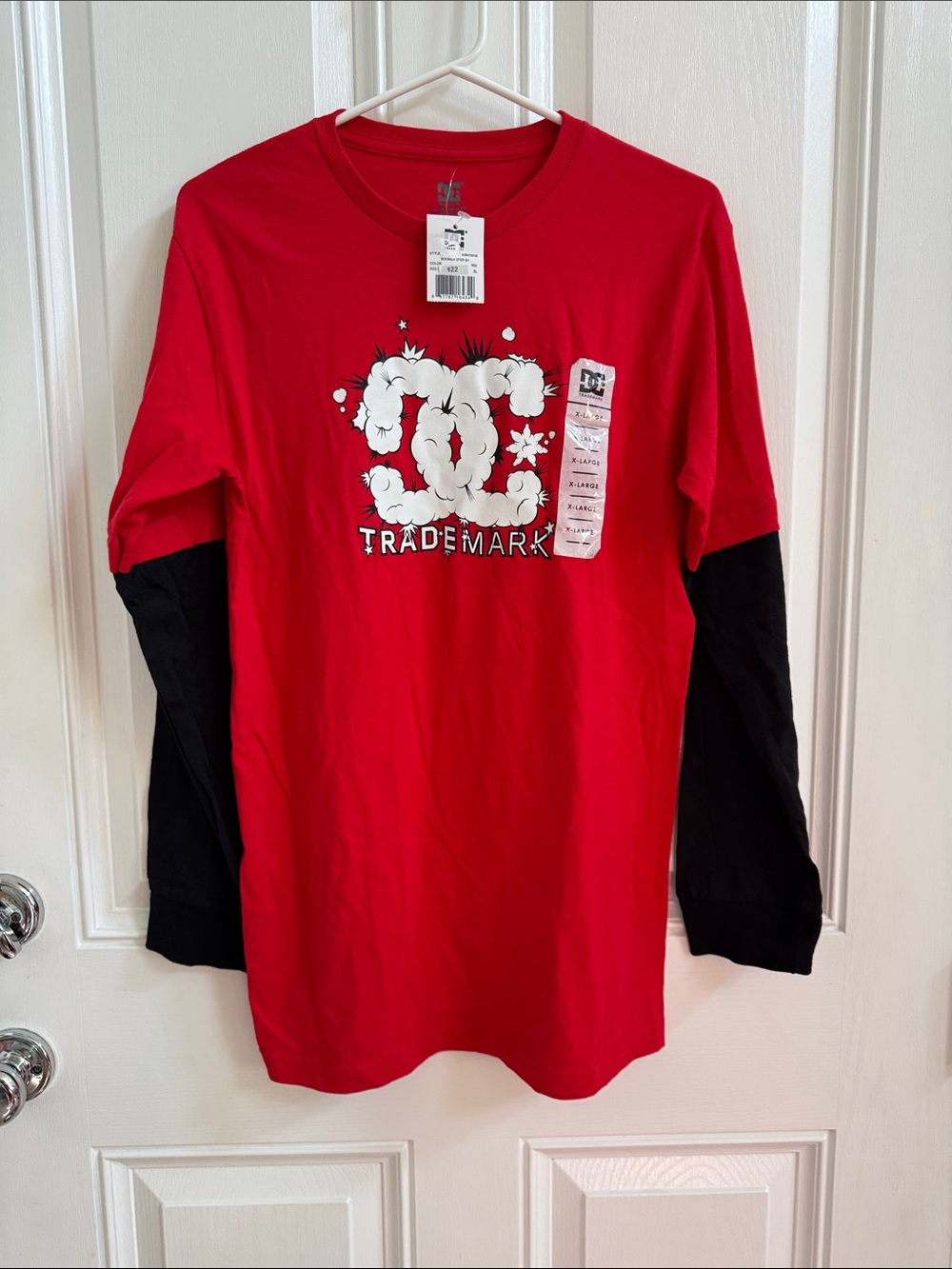 NWT DC Shoes Boomer 2FER Long Sleeve Tee Red Black Sz XL Y2K Skater